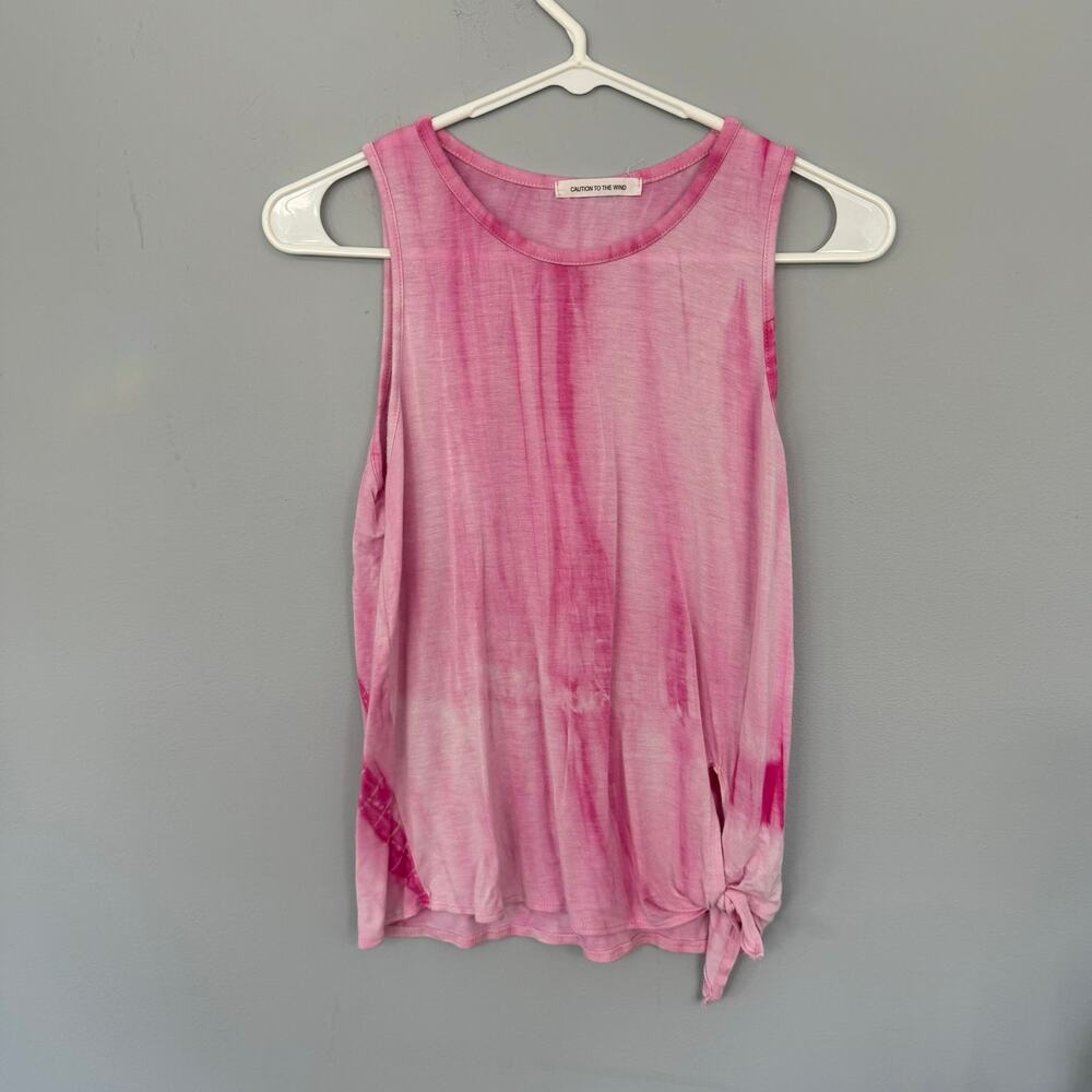 Caution to the Wind Pink Tie Dye Sleeveless Top Size Medium Front Side Knot